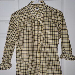 Uniqlo Yellow-Navy Check Pattern Button-up